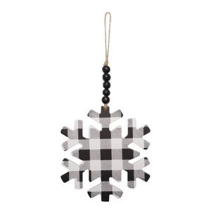 New Collins Painting ornament black white plaid snowflake
